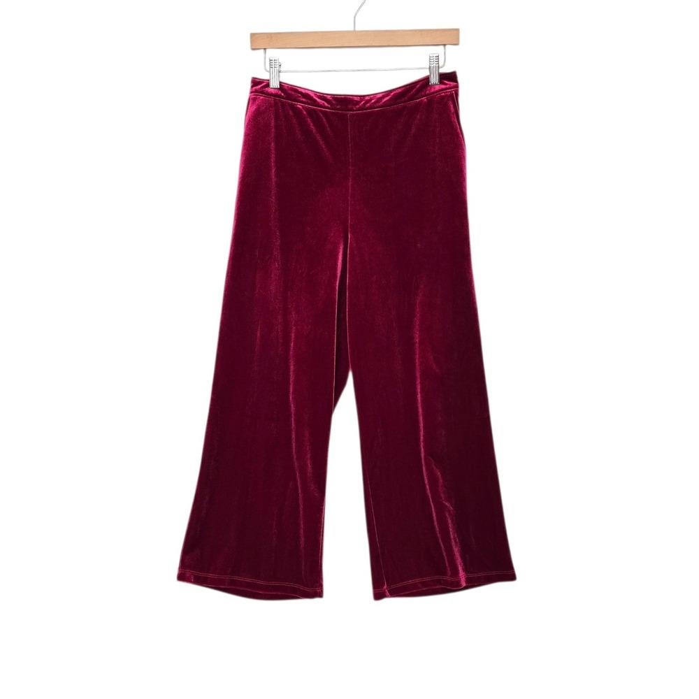 Abercrombie & Fitch Womens Burgundy Velvet Wide Leg Culotte Pants Size Small